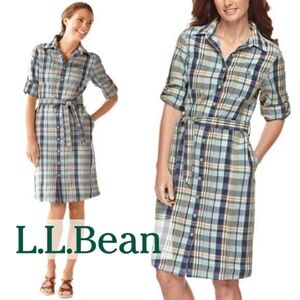 L.L. Bean | Shirt Dress Blue Plaid | Medium